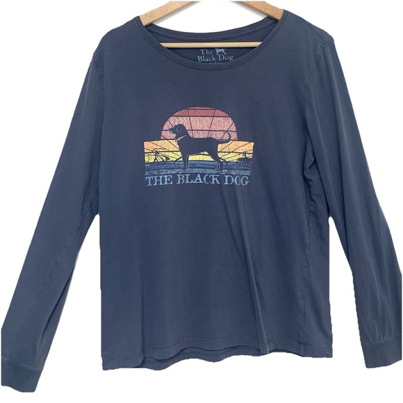 The Black Dog Graphic Long Sleeve T Shirt Woman Medium 100% Cotton Casual Retro - Picture 1 of 7